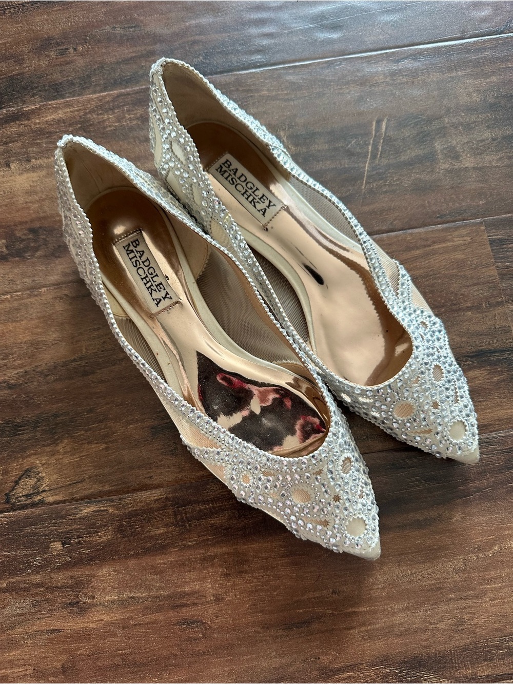 Badgley Mischka Silver Crystal-Embellished Pointed Toe Heels